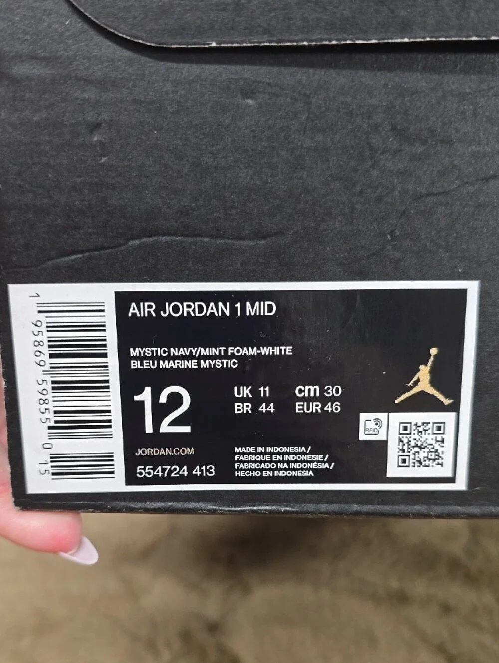 Jordan 1 Mid in Navy, Mint & White Leather